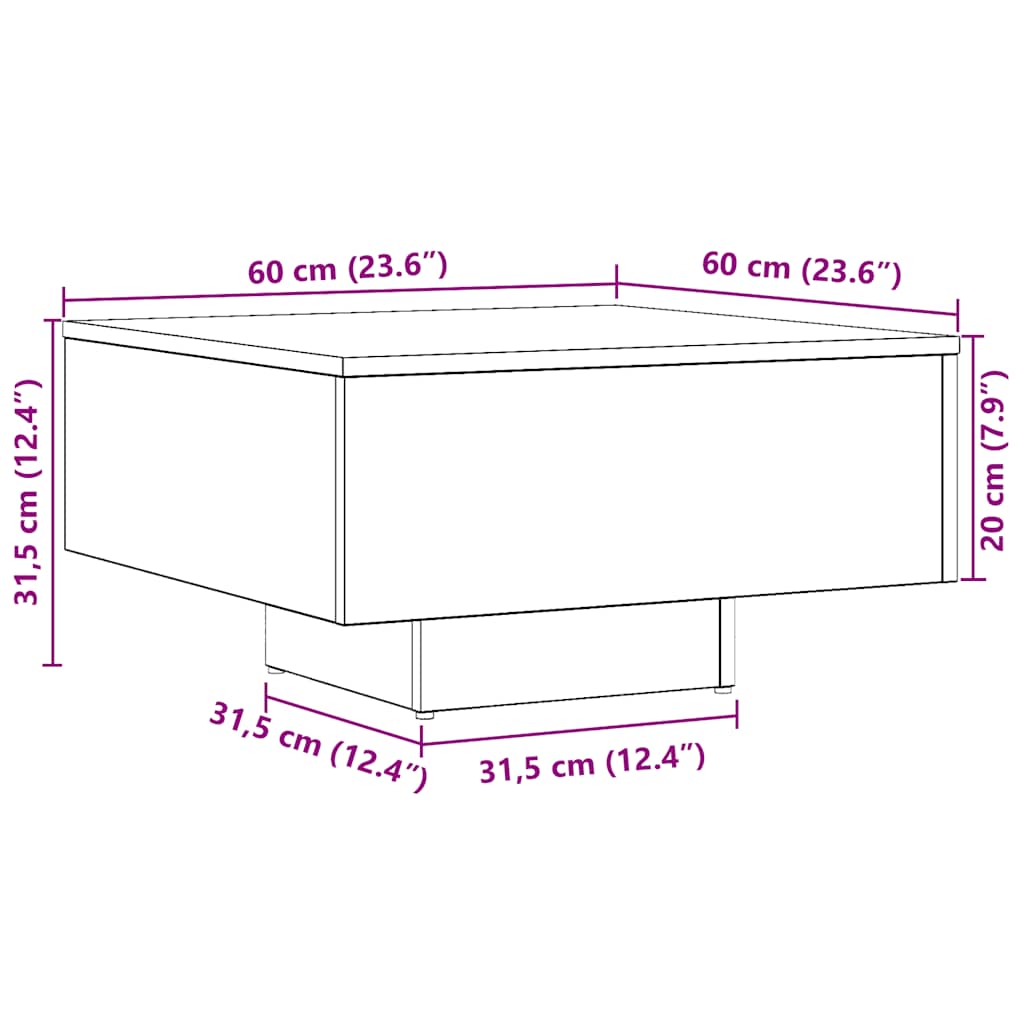 Stol za kavu Artisan hrast 60x60x31,5 cm izrađeno drvo
