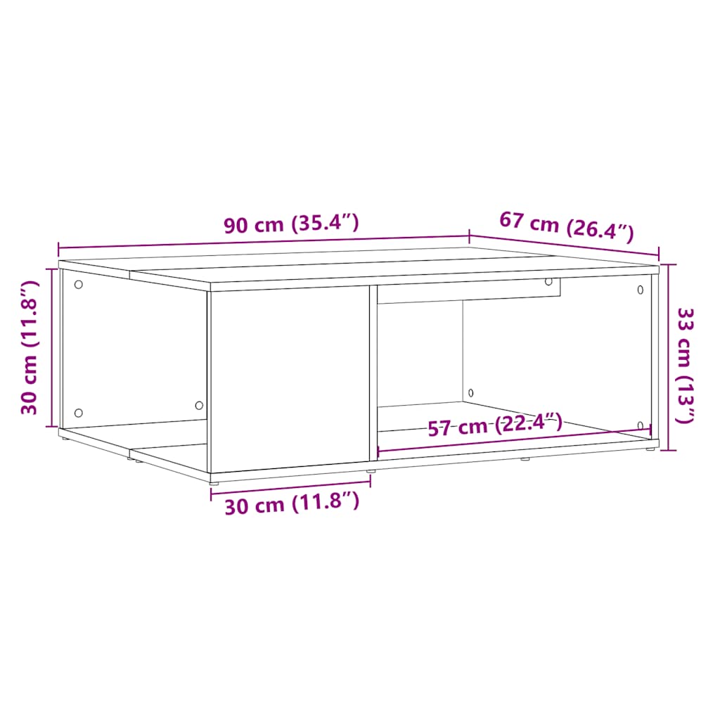 Stol za kavu Staro drvo 90x67x33 cm Konstruirano drvo