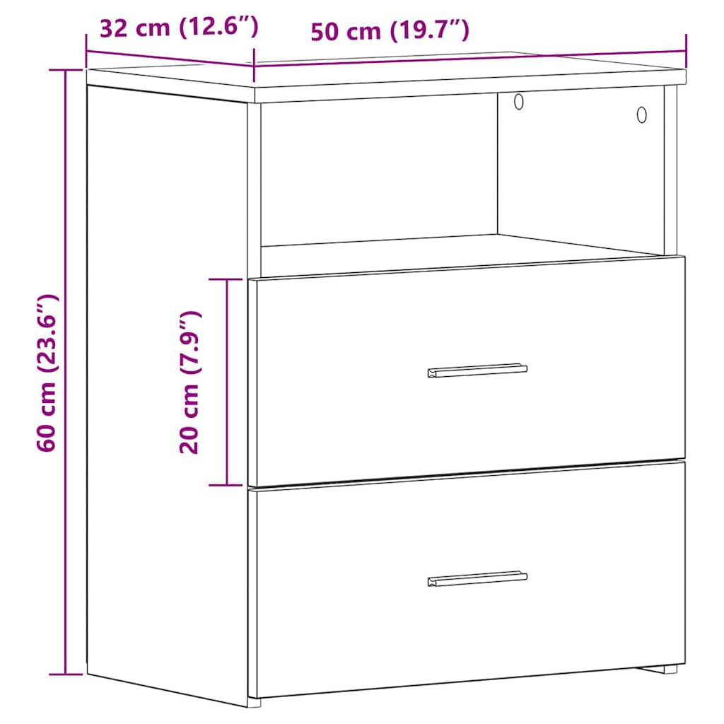 Noćni ormarići 2 kom boja drva 50x32x60 cm konstruirano drvo