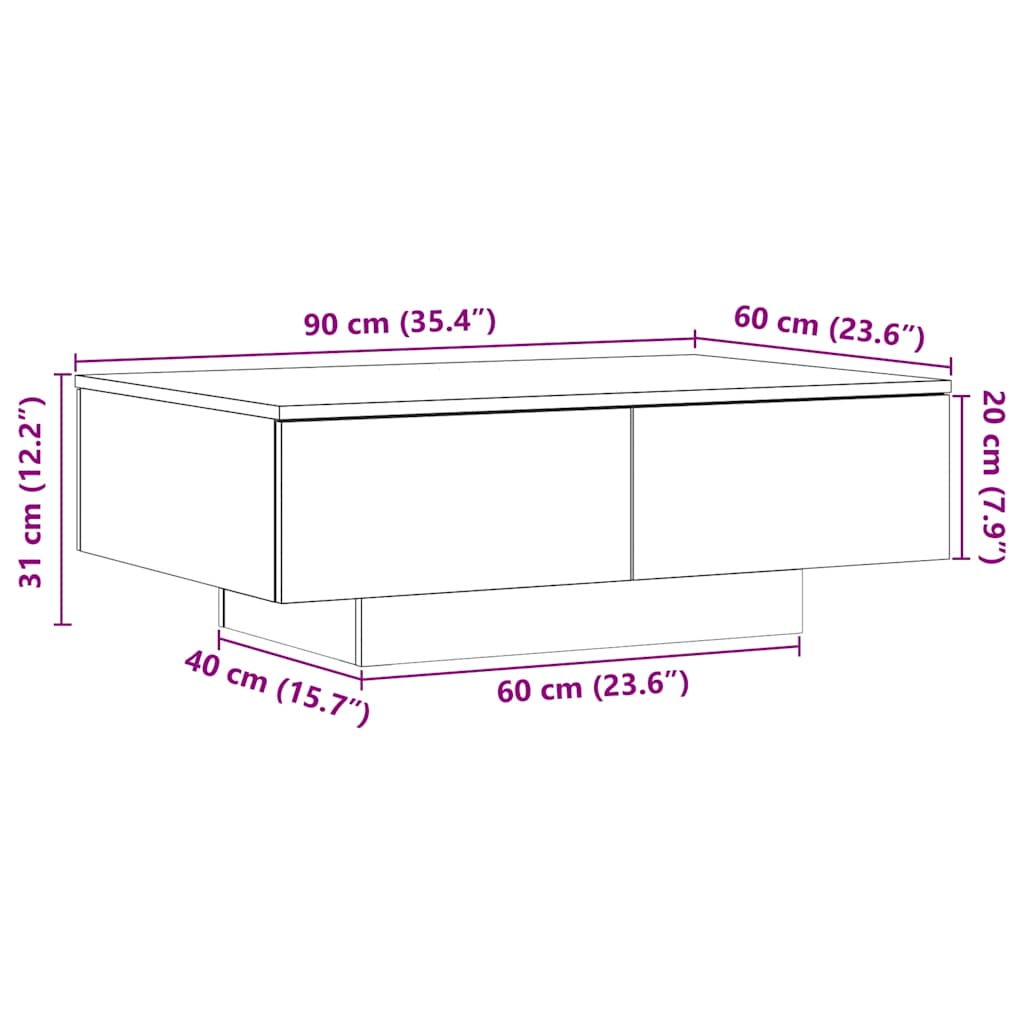Stol za kavu staro drvo 90 x 60 x 31 cm od konstruiranog drva