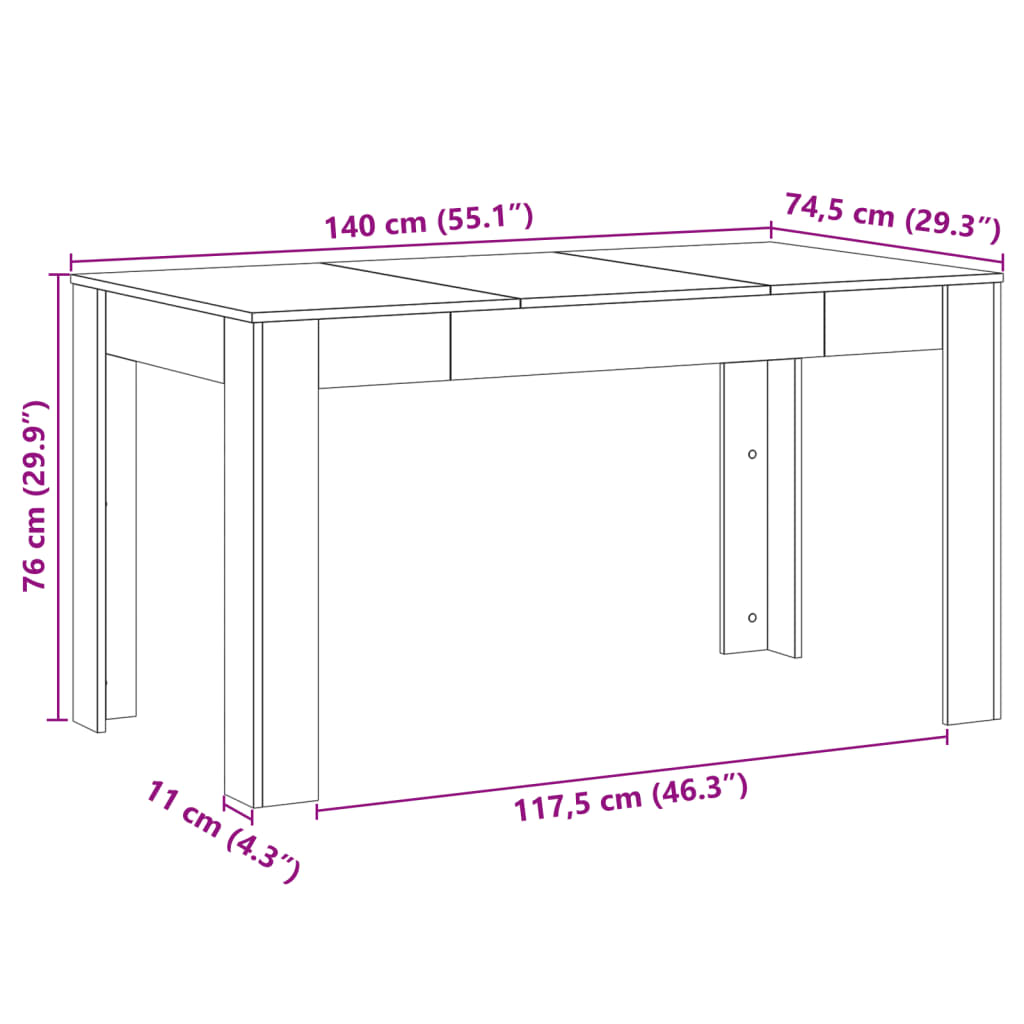 Blagovaonski stol staro drvo 140x74,5x76 cm konstruirano drvo