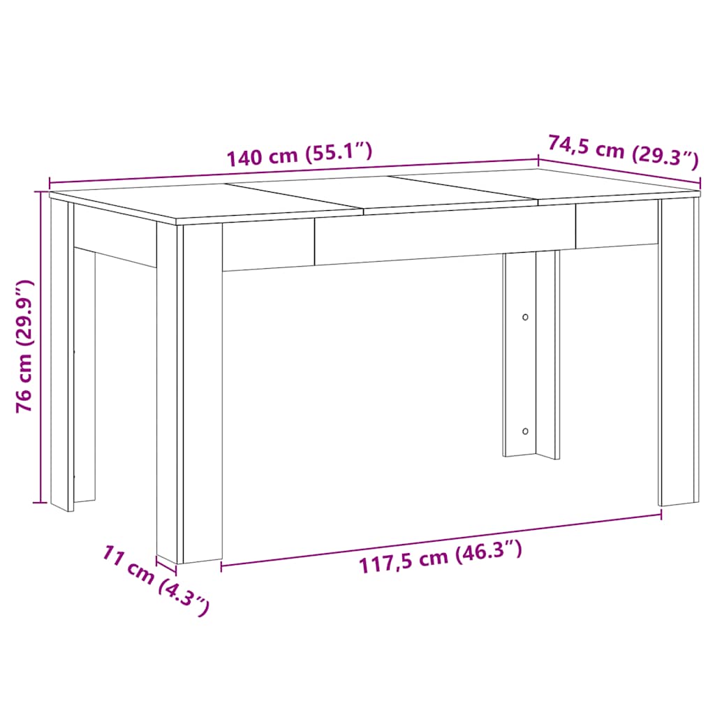 Blagovaonski stol Artisan hrast 140x74,5x76 cm izrađeno drvo