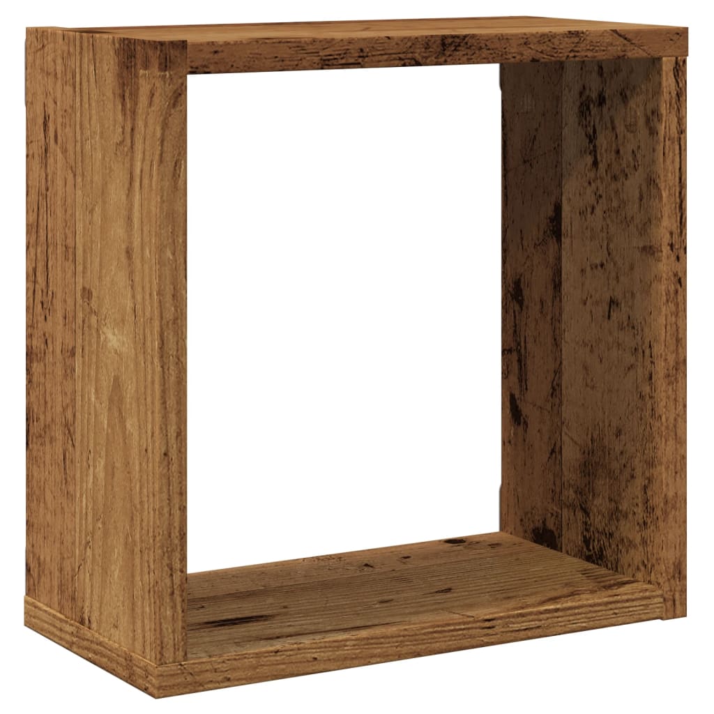 Kockaste zidne police 6 kom boja staro drvo 30x15x30 cm drvene