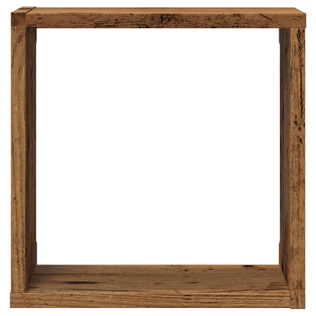 Kockaste zidne police 6 kom boja staro drvo 30x15x30 cm drvene