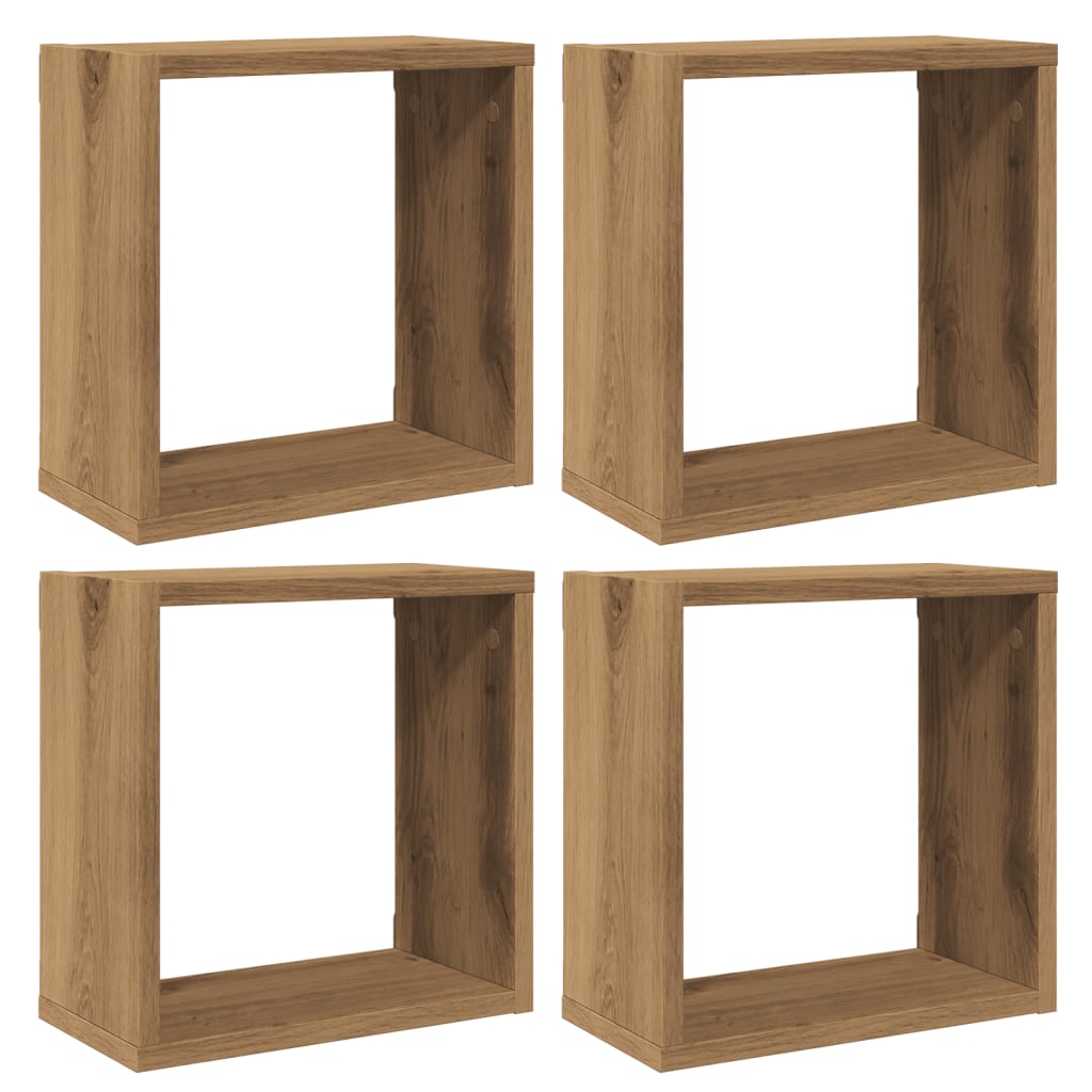 Kockaste zidne police 4 kom boja hrasta 30x15x30 cm drvene