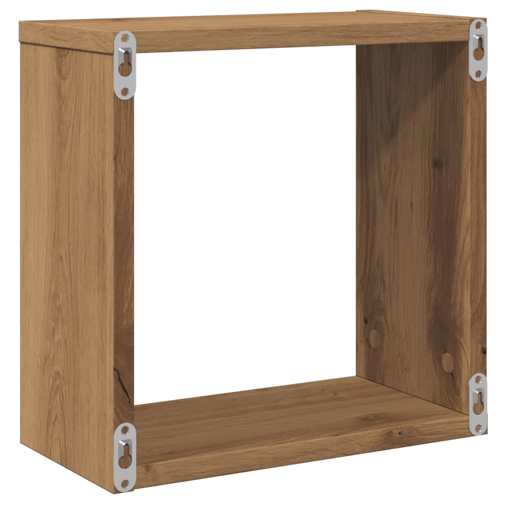 Kockaste zidne police 4 kom boja hrasta 30x15x30 cm drvene