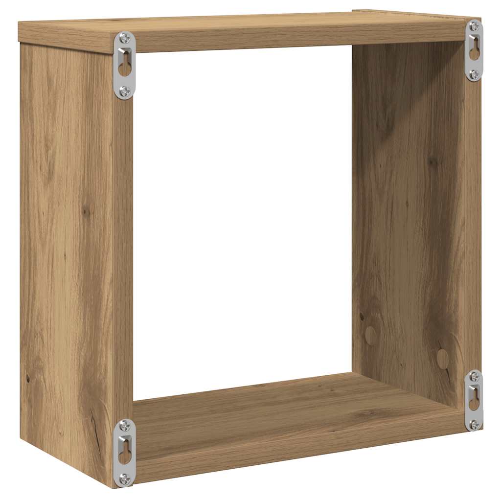 Kockaste zidne police 6 kom boja hrasta 30x15x30 cm drvene