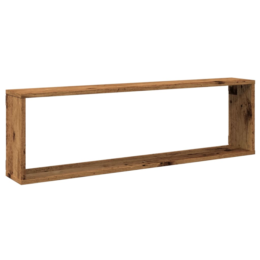Kockaste zidne police 2 kom boja staro drvo 100x15x30 cm drvene