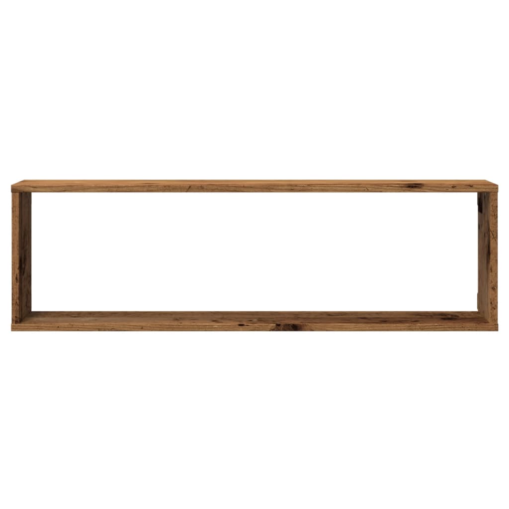 Kockaste zidne police 2 kom boja staro drvo 100x15x30 cm drvene