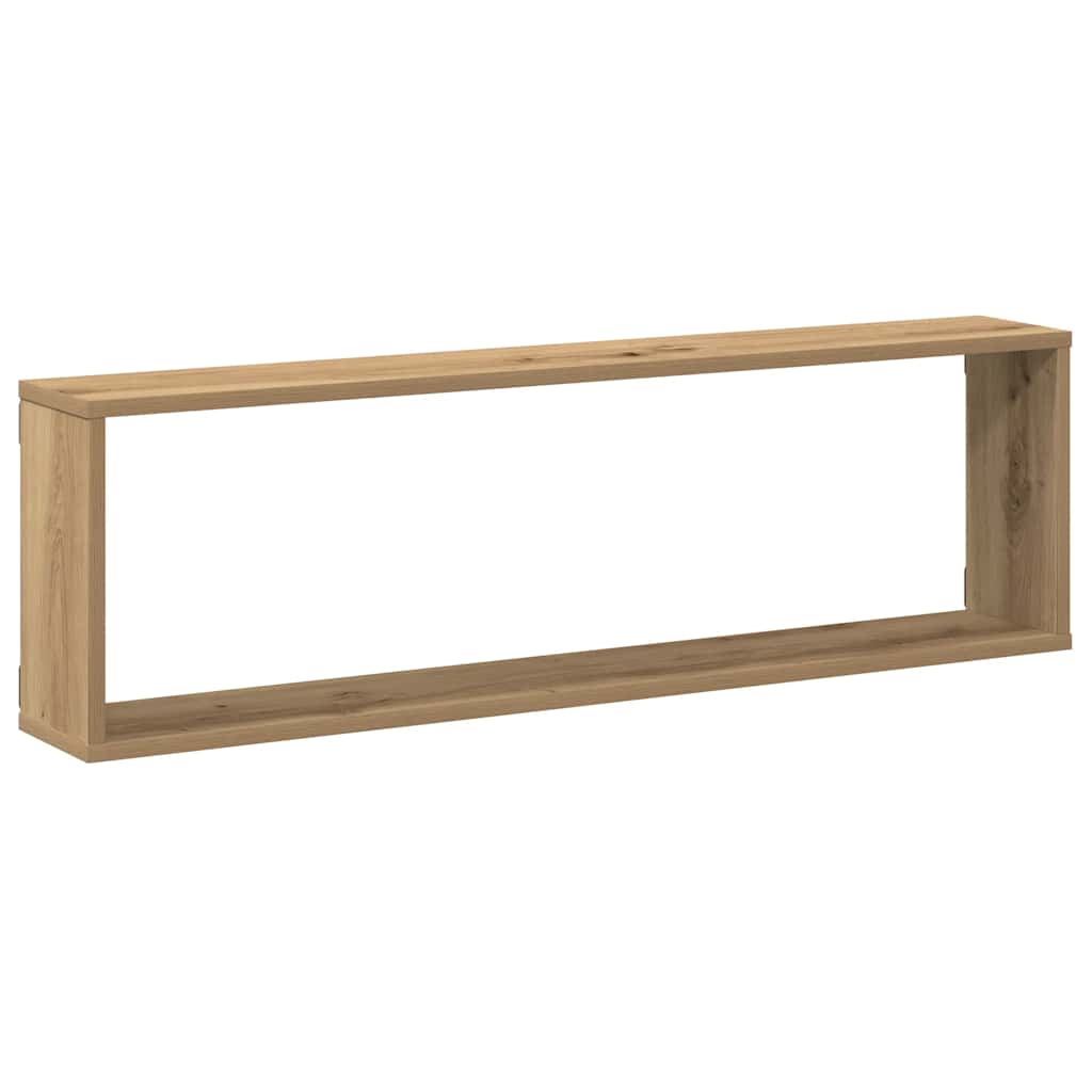 Kockaste zidne police 2 kom boja hrasta 100x15x30 cm drvene