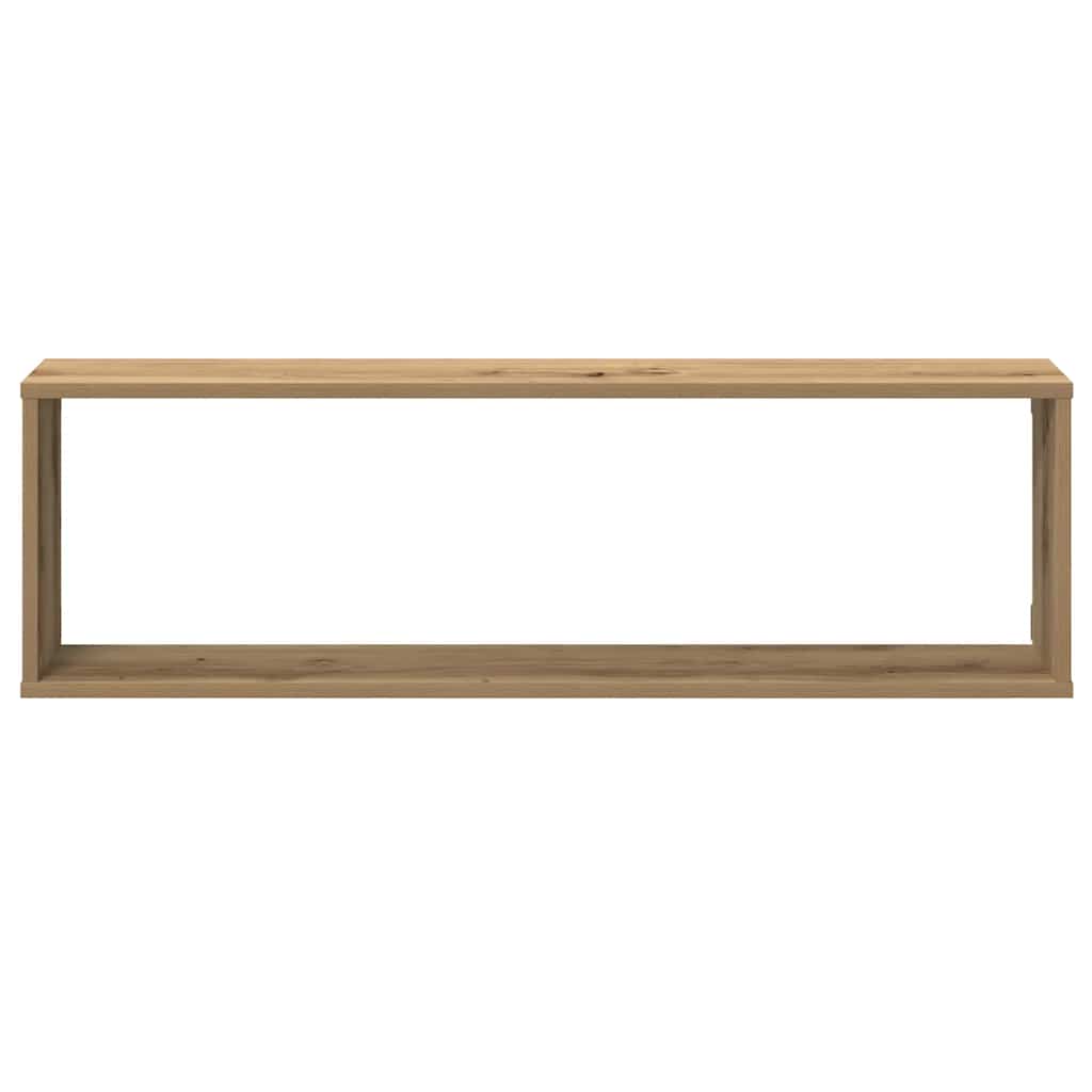 Kockaste zidne police 2 kom boja hrasta 100x15x30 cm drvene