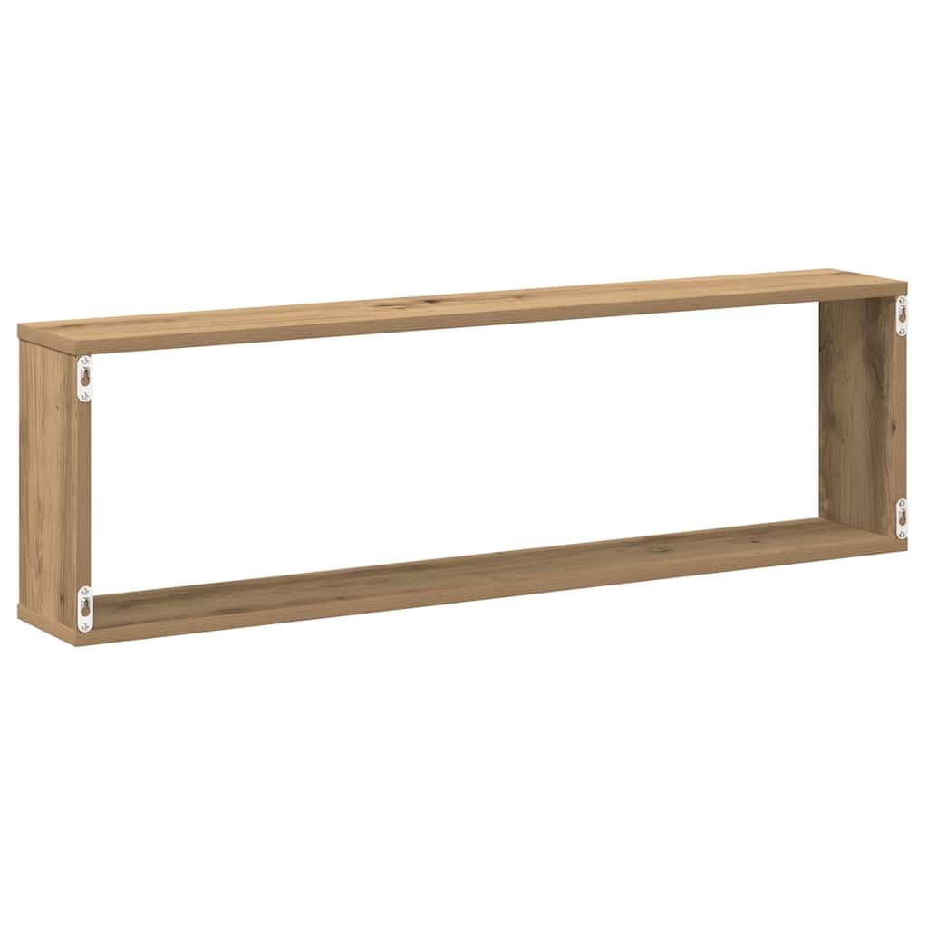 Kockaste zidne police 2 kom boja hrasta 100x15x30 cm drvene