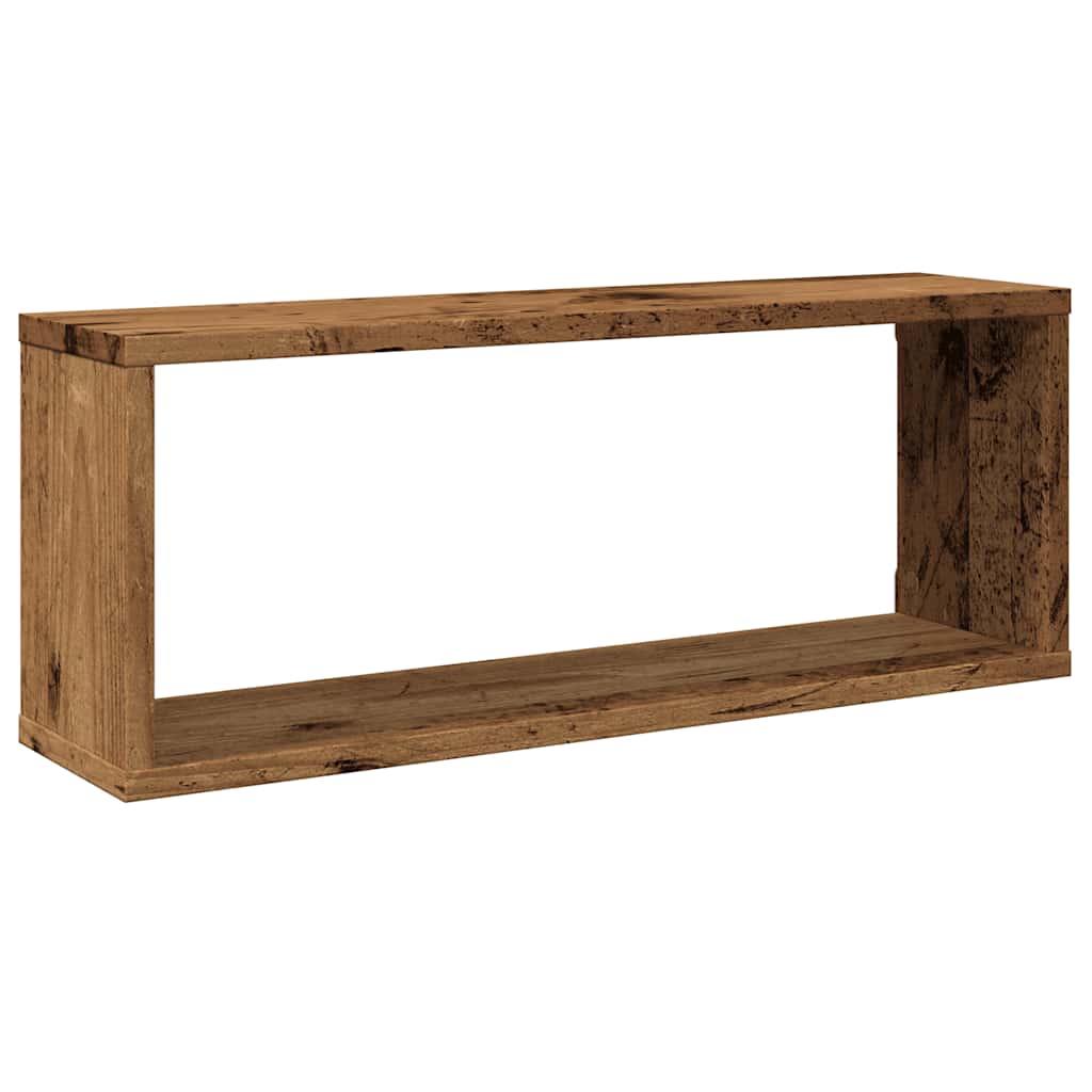 Zidne kockaste police 2 kom Staro drvo 60x15x23 cm