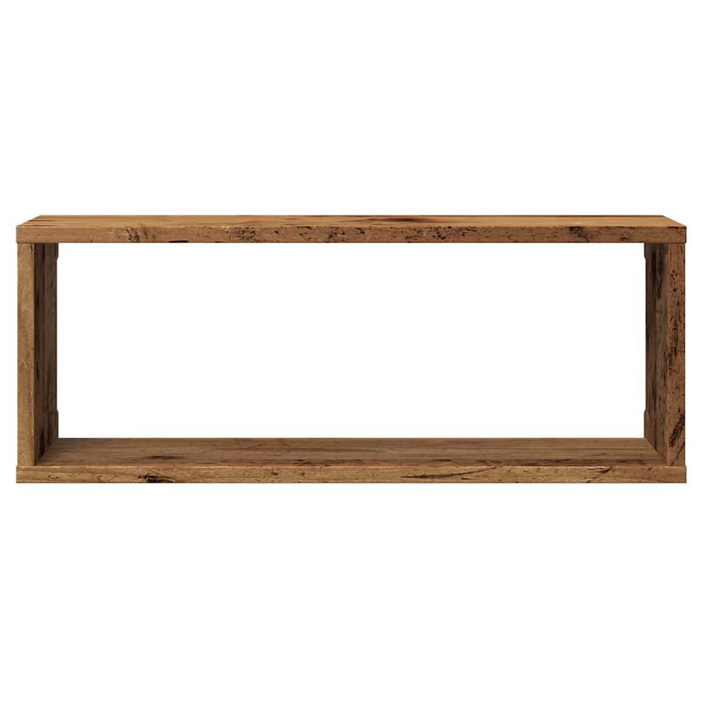 Zidne kockaste police 2 kom Staro drvo 60x15x23 cm
