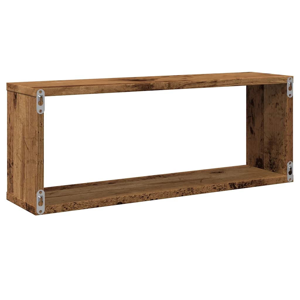 Zidne kockaste police 2 kom Staro drvo 60x15x23 cm