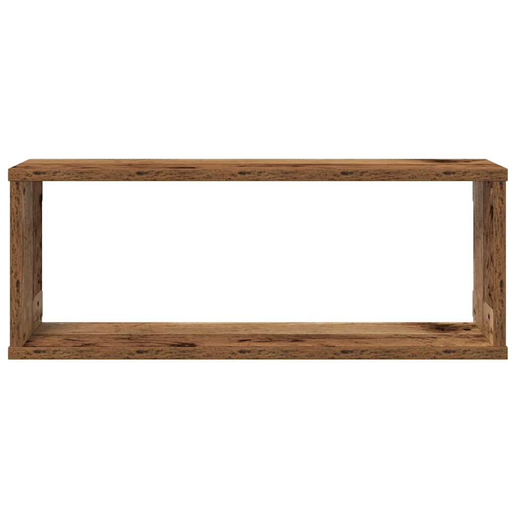 Zidne kockaste police 4 kom Staro drvo 60x15x23 cm