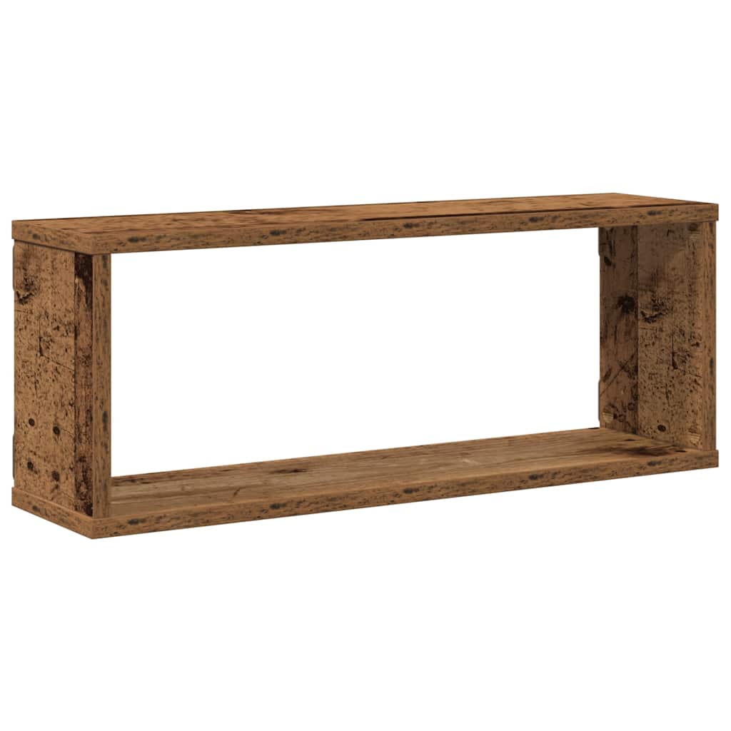 Zidne kockaste police 4 kom Staro drvo 60x15x23 cm