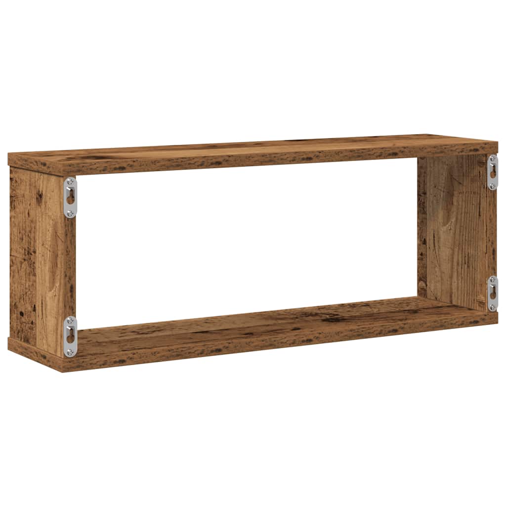 Zidne kockaste police 4 kom Staro drvo 60x15x23 cm