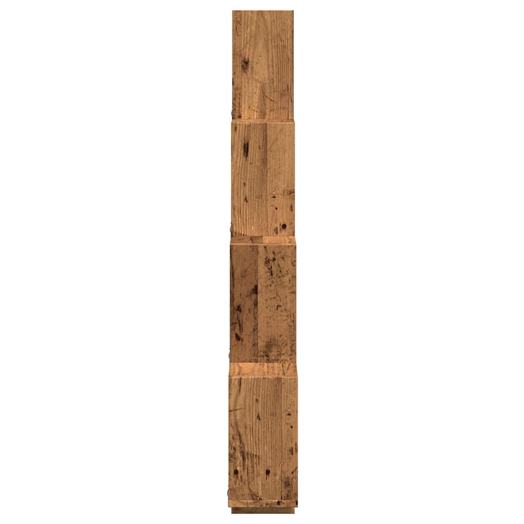 Zidna kockasta polica staro drvo 90x15x119,5 cm