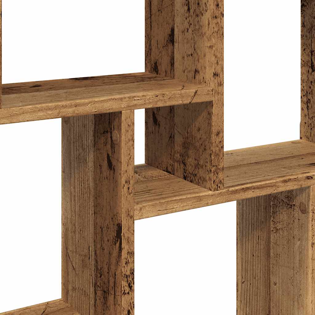Zidna kockasta polica staro drvo 90x15x119,5 cm