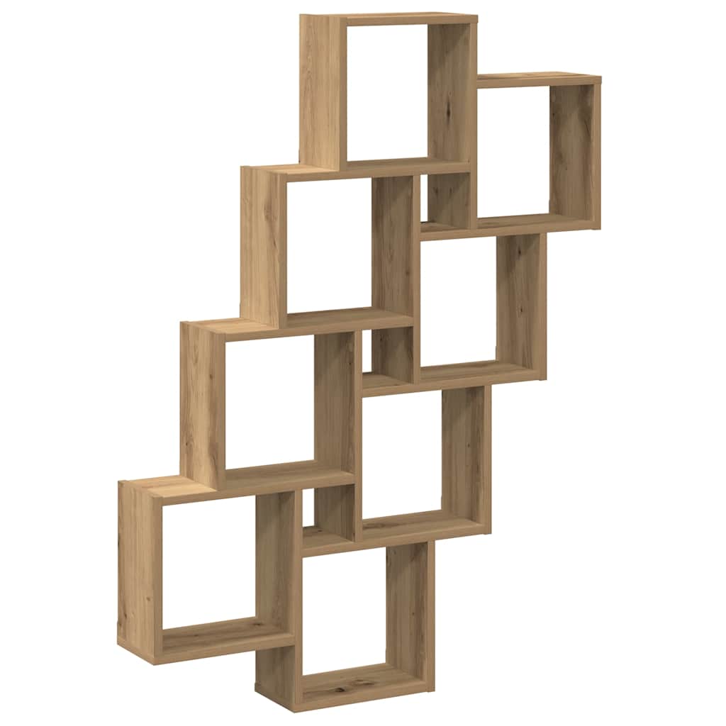 Zidna kockasta polica Artisan hrast 90x15x119,5 cm