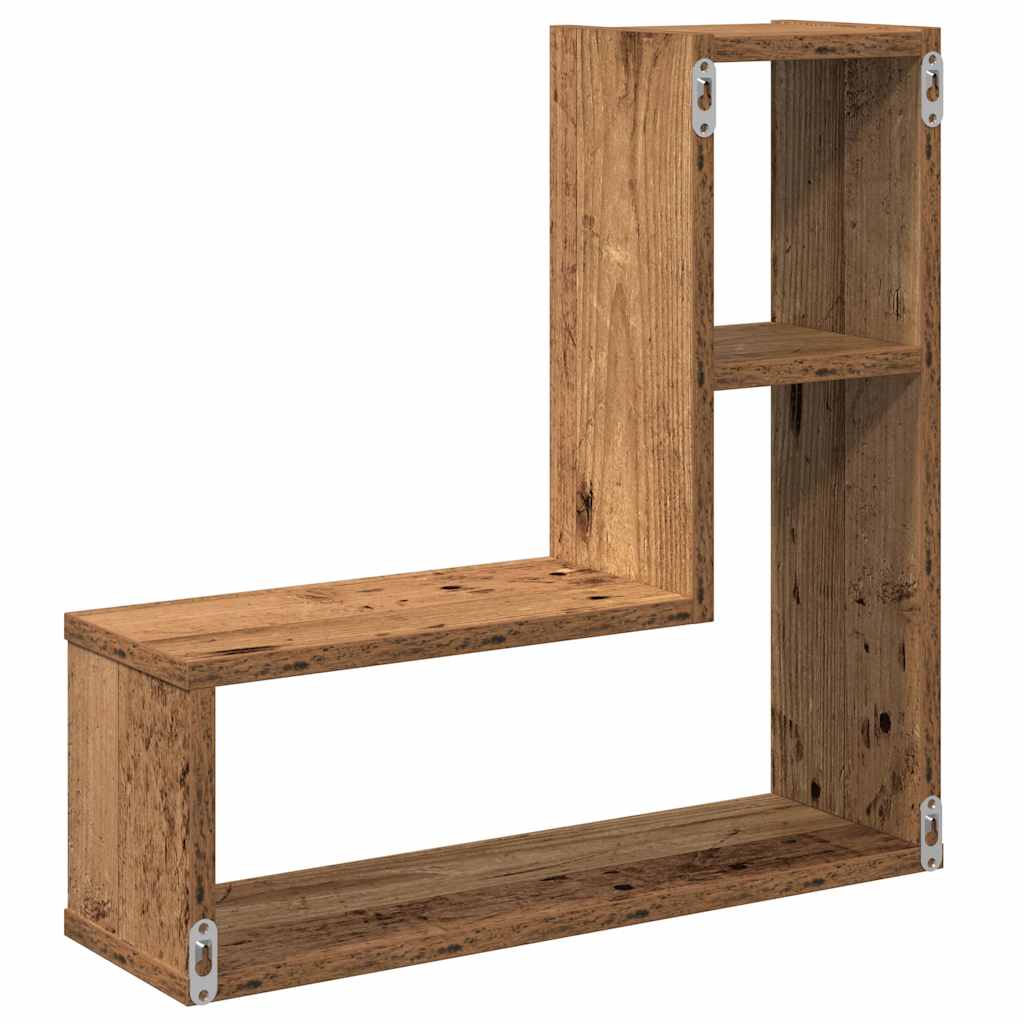 Zidne kockaste police 2 kom Staro drvo 50x15x50 cm