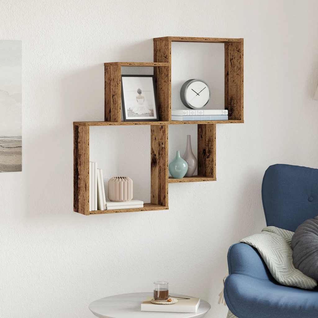 Zidna polica staro drvo 80x15x78,5 cm konstruirano drvo