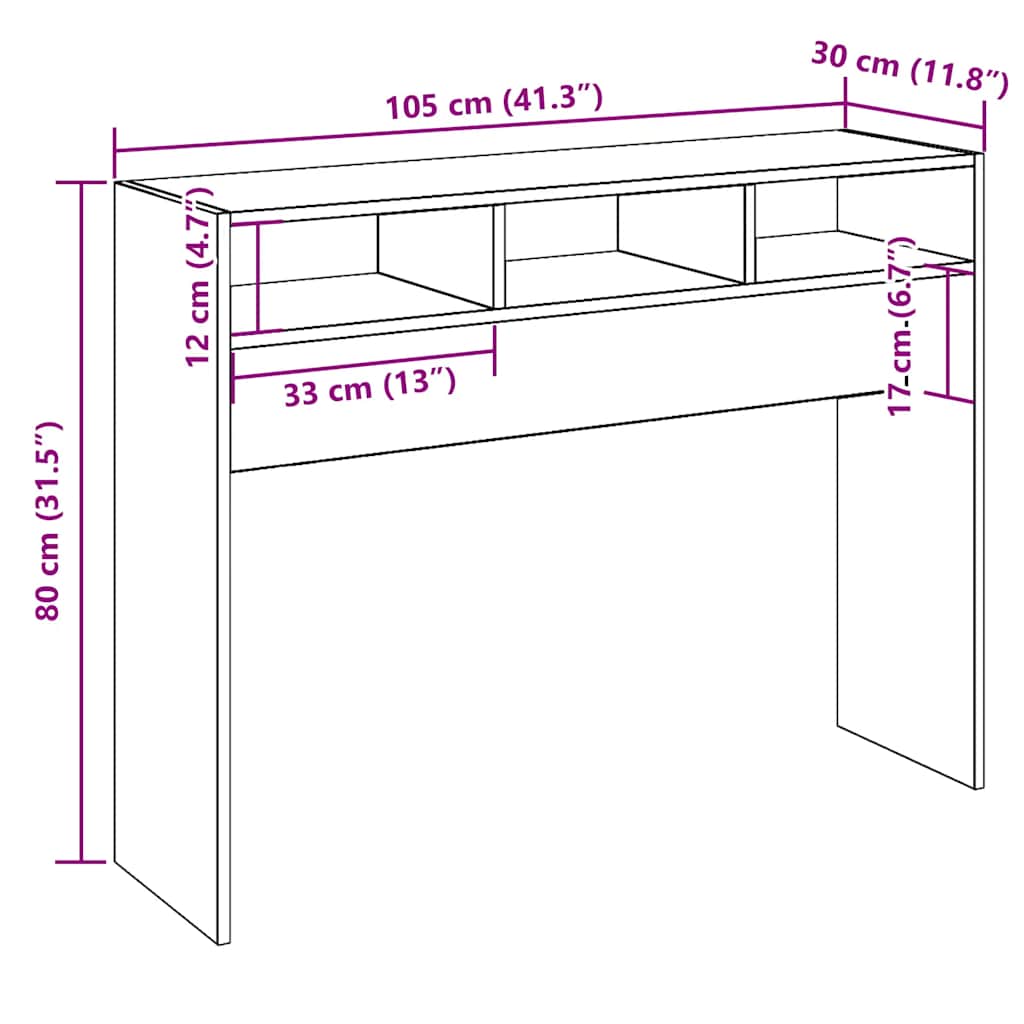 Konzolni stol Artisan hrast 105x30x80 cm izrađeno drvo