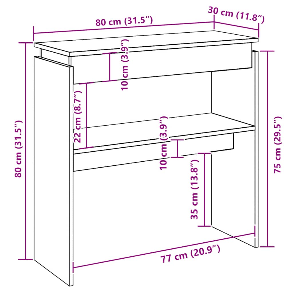 Konzolni stol Staro drvo 80x30x80 cm Konstruirano drvo