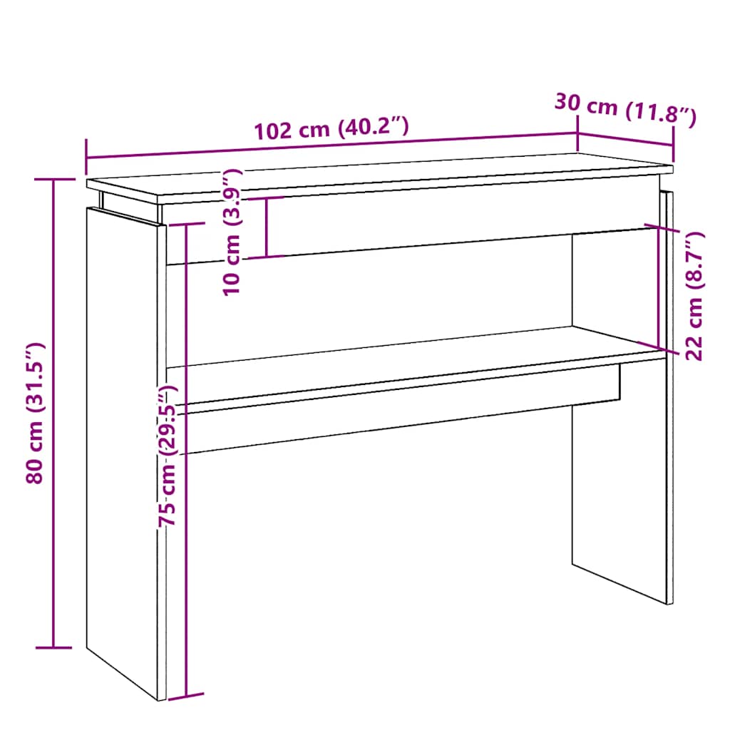 Konzolni stol Artisan hrast 102x30x80 cm izrađeno drvo