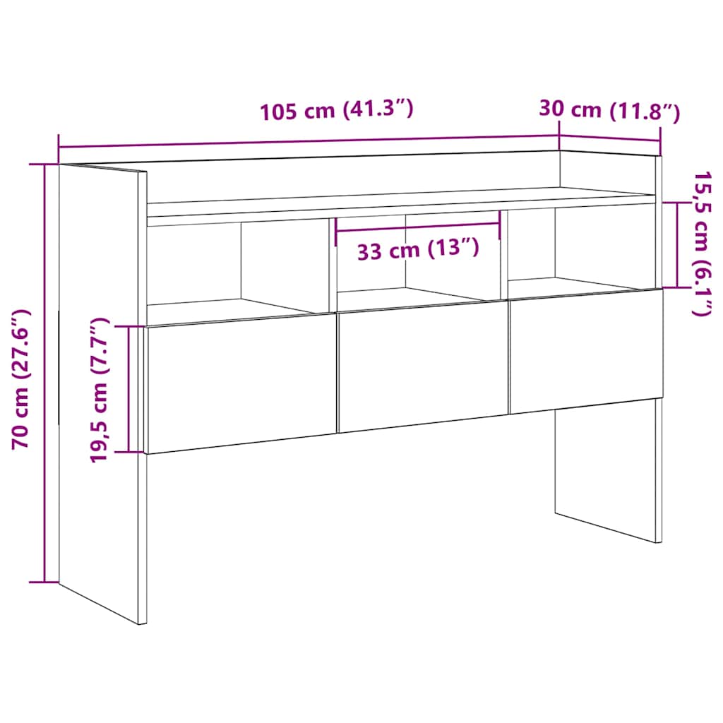 Komoda staro drvo 105x30x70 cm konstruirano drvo