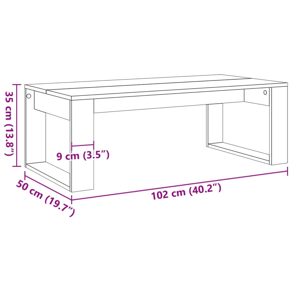 Stolić za kavu boja starog drva 102x50x35 cm konstruirano drvo
