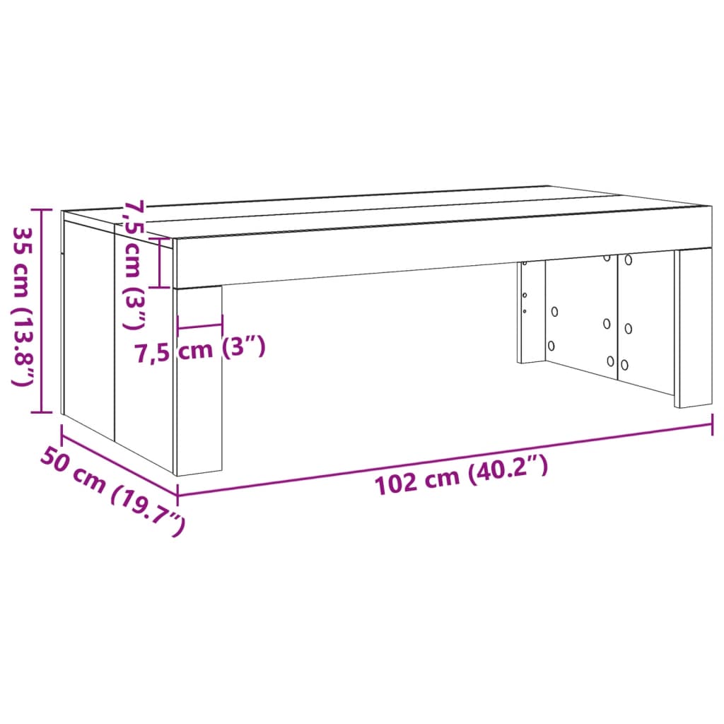 Stolić za kavu boja starog drva 102x50x35 cm konstruirano drvo