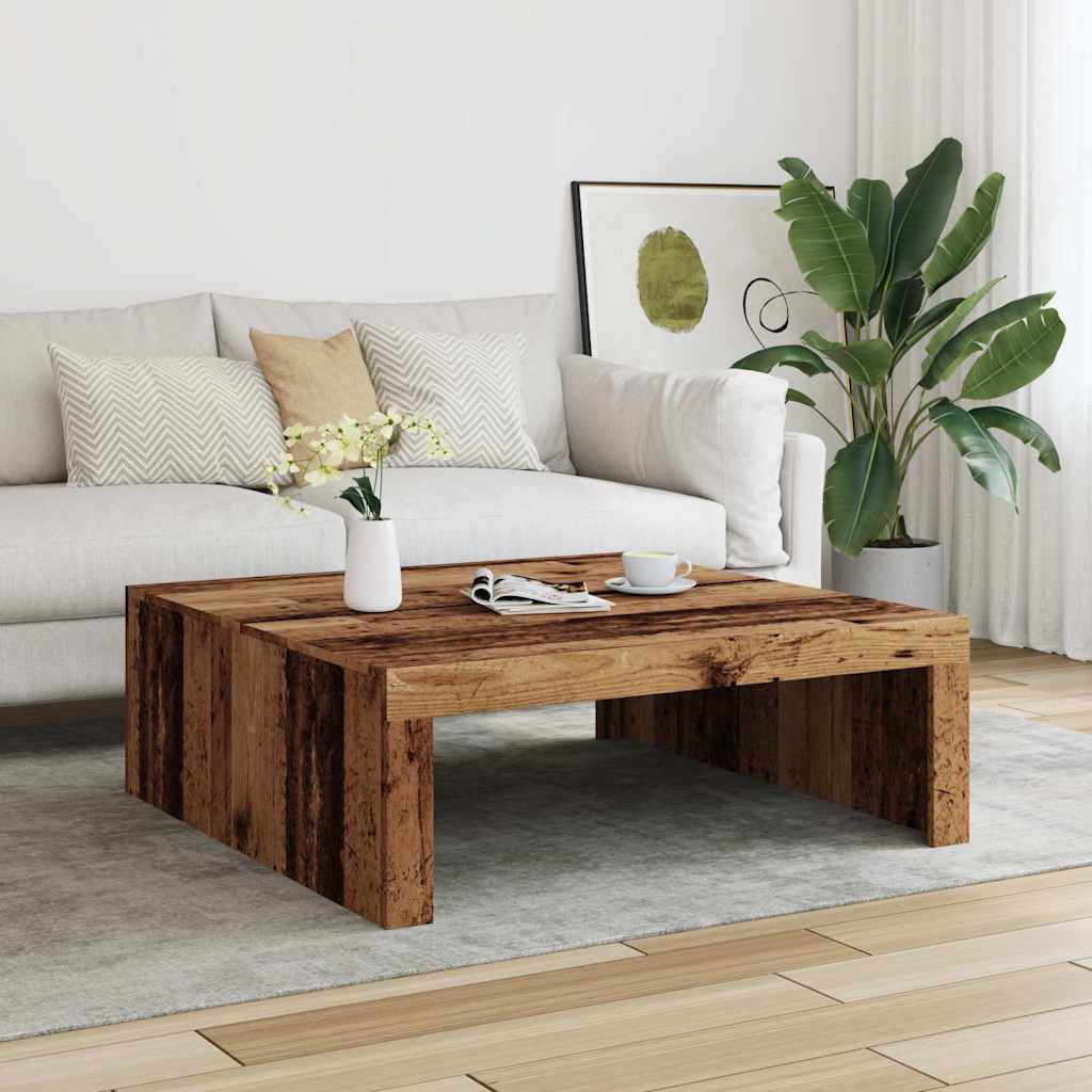 Stolić za kavu boja starog drva 100x100x35 cm konstruirano drvo