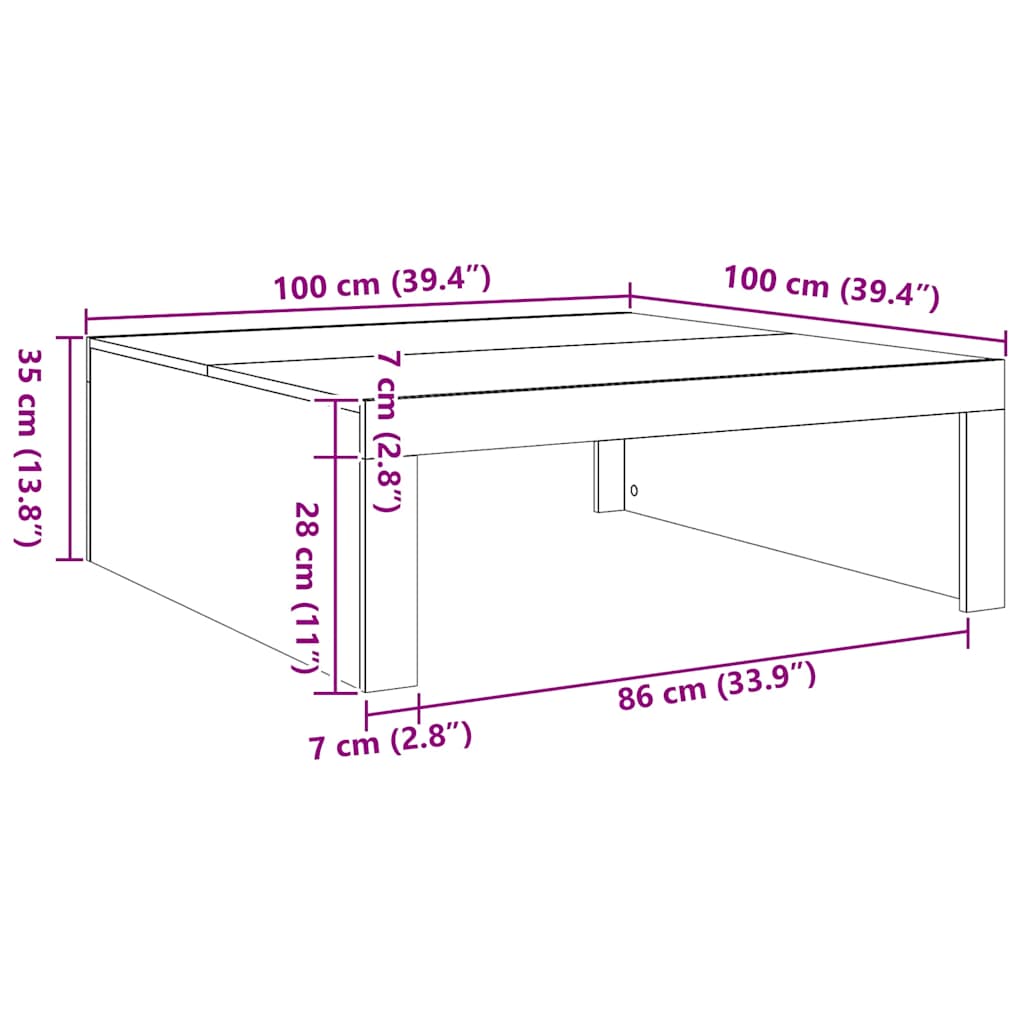 Stolić za kavu boja hrasta 100 x 100 x 35 cm konstruirano drvo