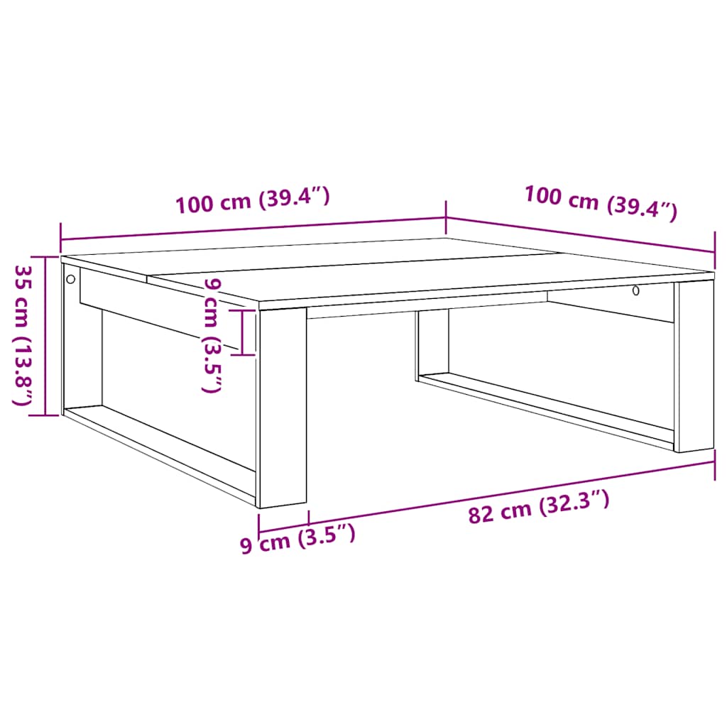 Stolić za kavu boja hrasta 100 x 100 x 35 cm konstruirano drvo