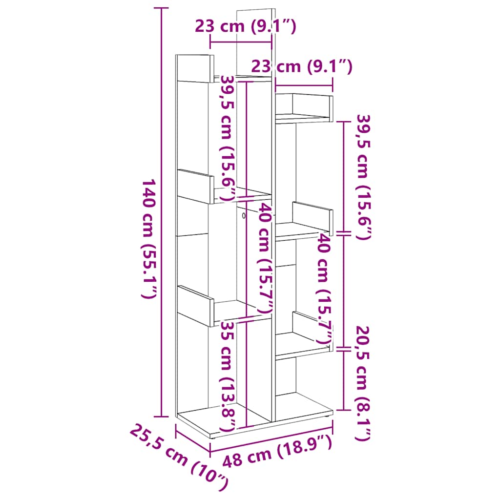 Ormarić za knjige staro drvo 48x25,5x140 cm konstruirano drvo