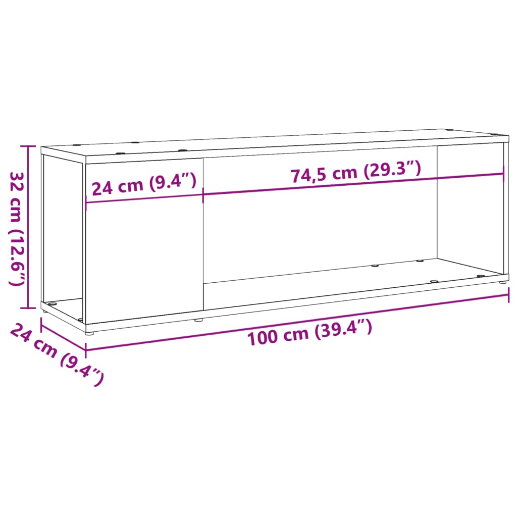 TV ormarić boja staro drvo 100x24x32 cm od konstruiranog drva