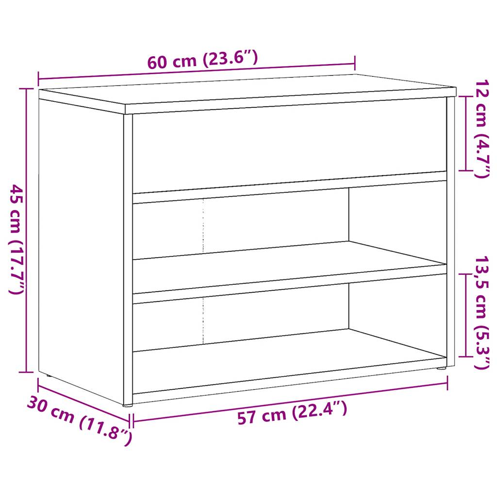 Klupa za cipele staro drvo 60x30x45 cm izrađeno drvo