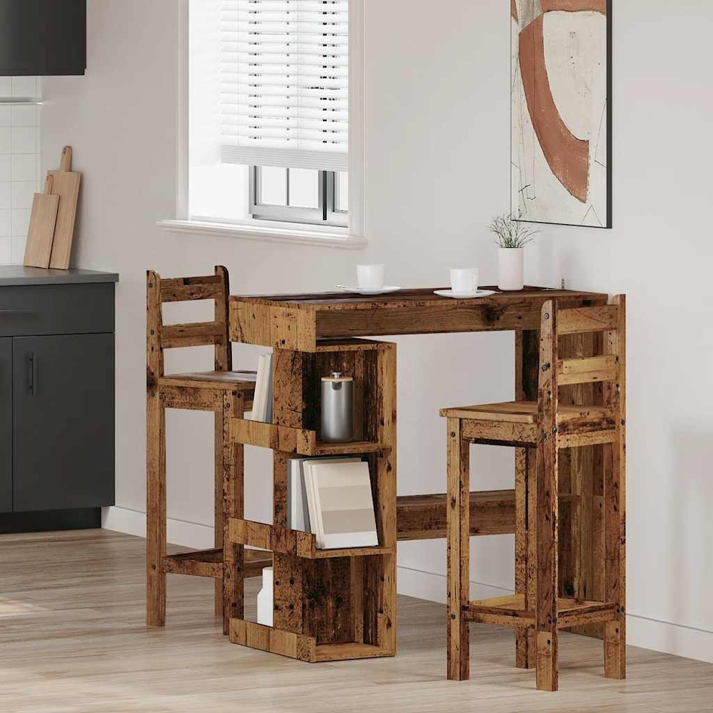 Barski stol sa policom za odlaganje Staro drvo 100x48x101,5 cm