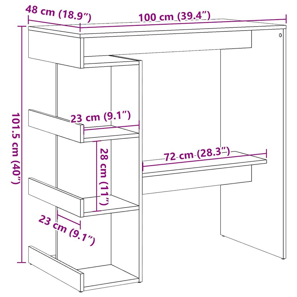 Barski stol sa policom za odlaganje Staro drvo 100x48x101,5 cm