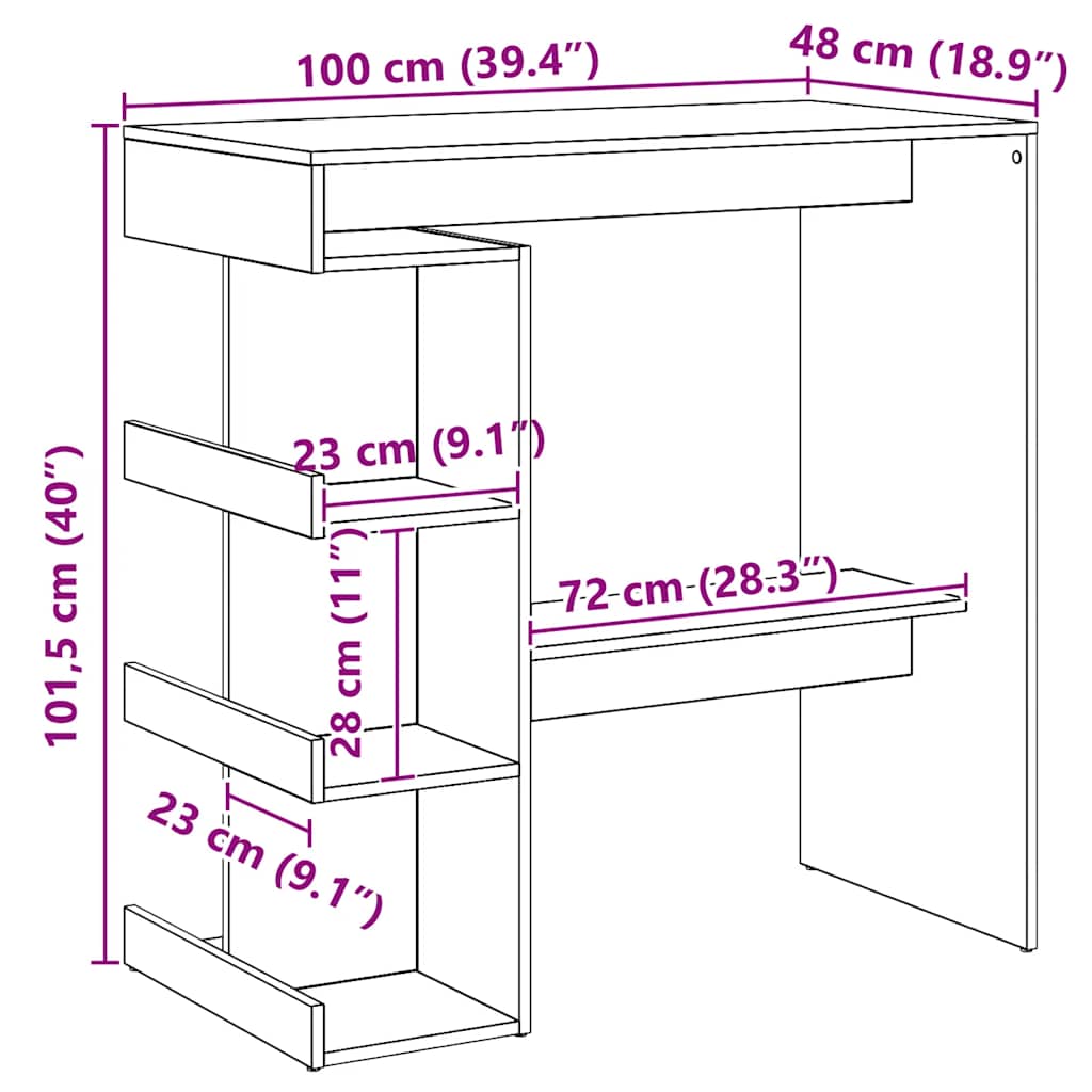 Barski stol sa stalkom boja hrasta artisan 100 x 50 x 101,5 cm