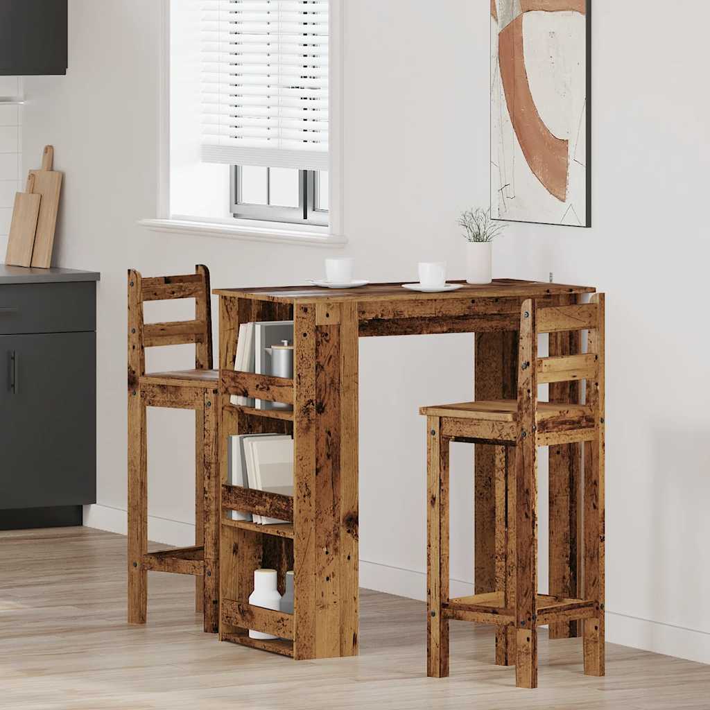 Barski stol sa policom za odlaganje Staro drvo 102x50x103,5 cm