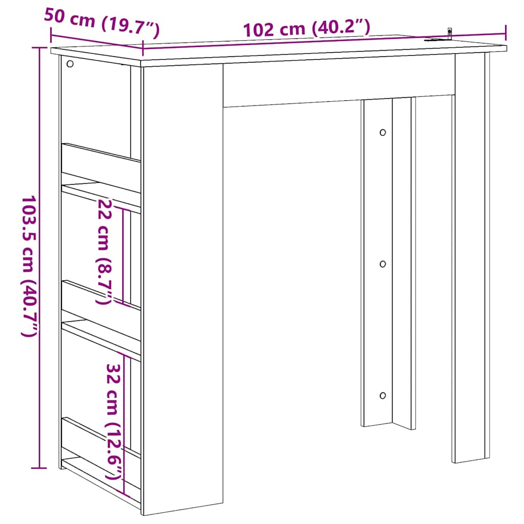 Barski stol sa policom za odlaganje Staro drvo 102x50x103,5 cm