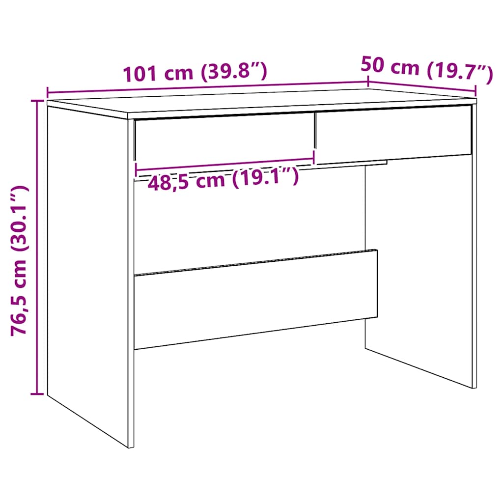 Radni stol boja hrasta artisan 101x50x76,5 cm konstruirano drvo