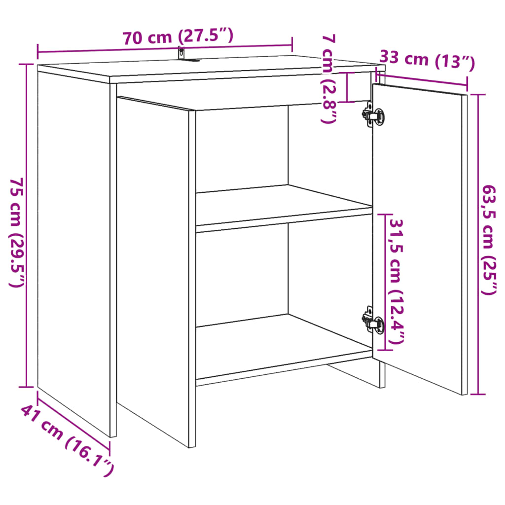 Komoda boja starog drva 70 x 41 x 75 cm od konstruiranog drva