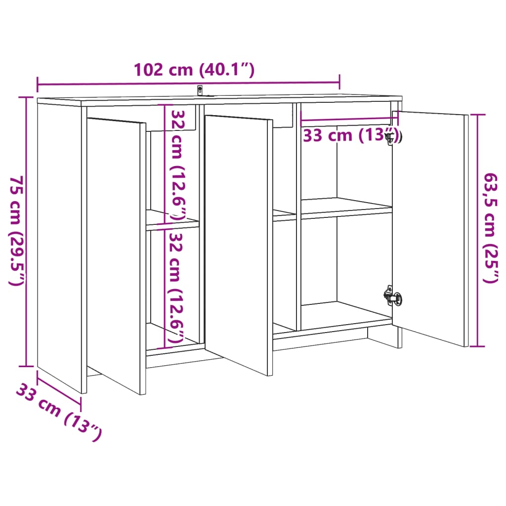Komoda boja starog drva 102 x 33 x 75 cm od konstruiranog drva