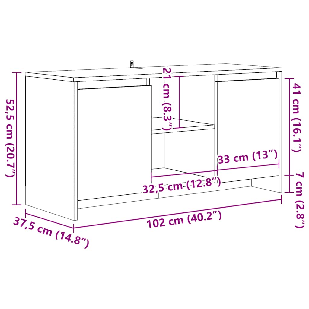 TV ormarić staro drvo 102x37,5x52,5 cm konstruirano drvo