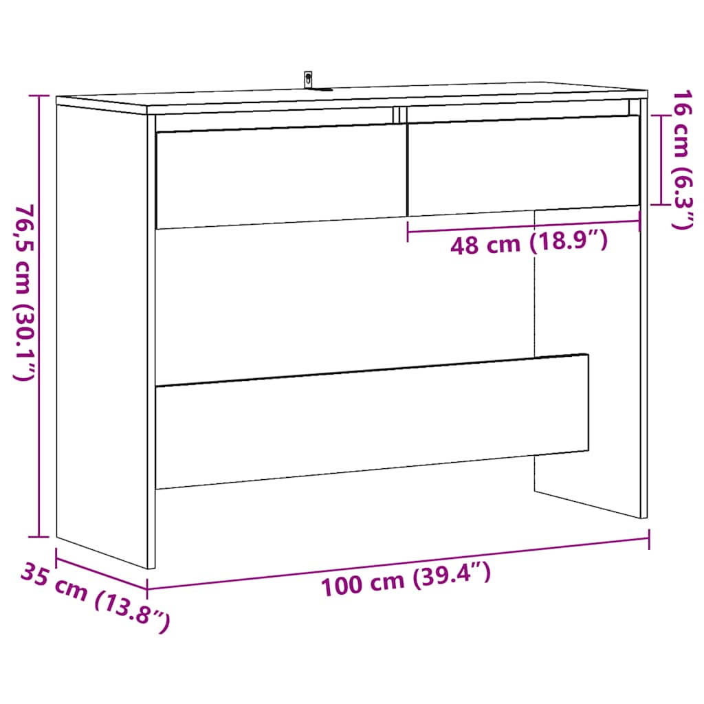 konzolni stol staro drvo 100x35x76,5 cm konstruirano drvo