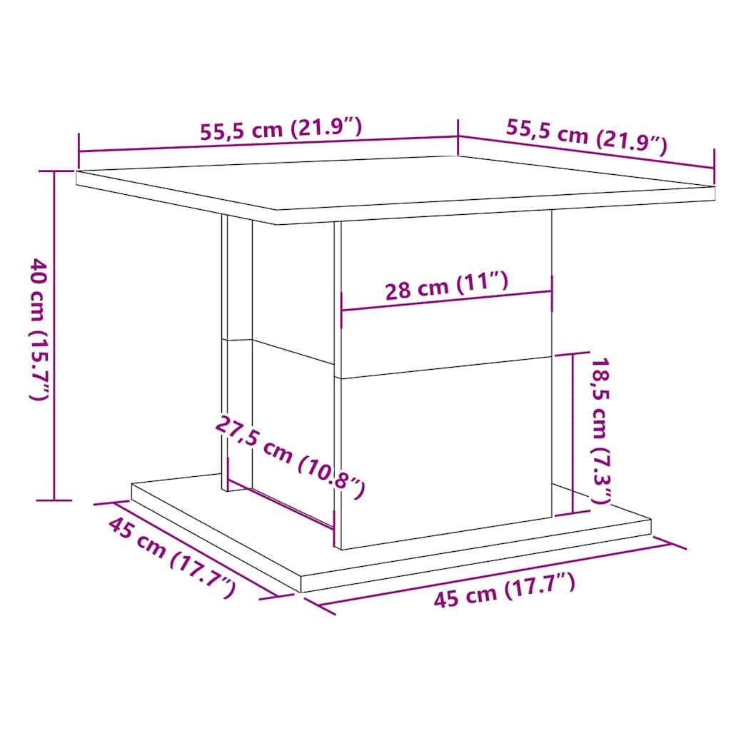 Stol za kavu staro drvo 55,5x55,5x40 cm konstruirano drvo